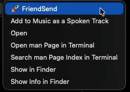 Friend Send in Mac Menu